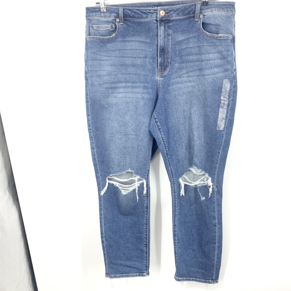 American Eagle Women Size 20‎ Long Jeans Mom Straight Pants Dark Wash Stretch